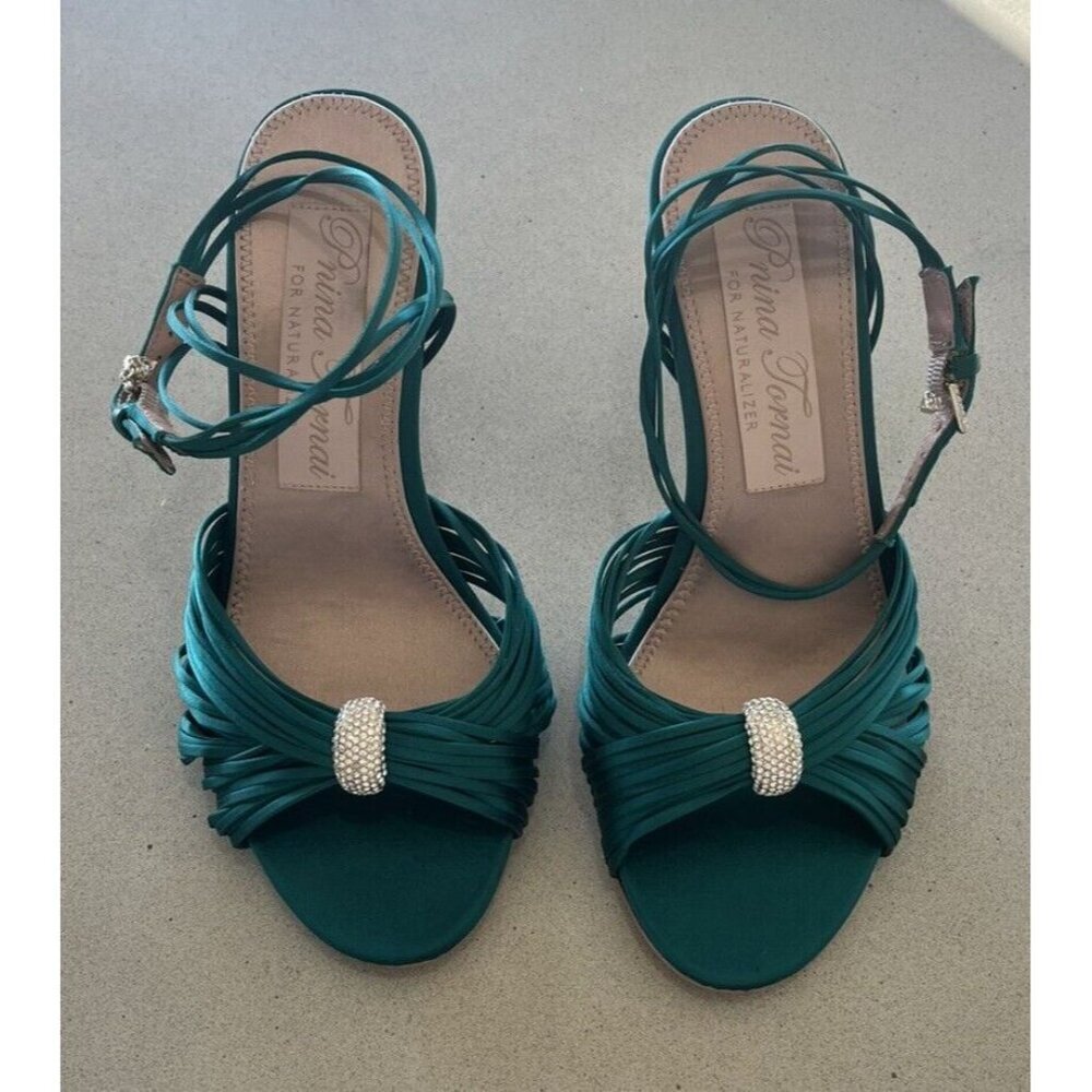 Naturalizer Pnina Tornai Womens High Heels Green Emerald Open Toe Pumps 6 Cariad